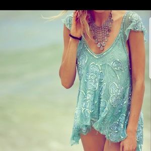 free people tritan's treasure mint green top xs